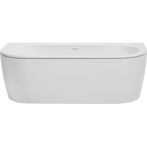 Saqu Line Ligbad - Half vrijstaand Bad - 160x75cm - Wit Hoekbad - incl. Afvoerplug Wit - Thermostaatkraan