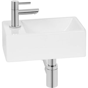 Saqu Inspire fonteinset met chromen kraan links glanzend wit keramiek