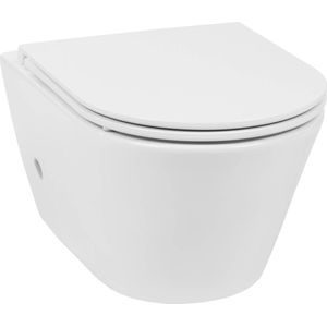 Saqu Wash 2.0 randloos hangtoilet met warm/koud water bidetkraan en toiletbril Wit