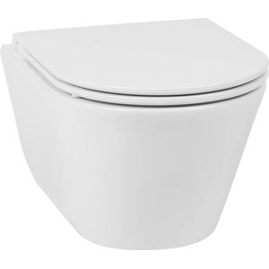 Saqu Wash Randloos Hangtoilet - met Bidet-functie en Toiletbril - Wit - WC Pot - Toiletpot - Hangend Toilet