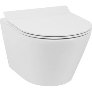 Ben Stelvio Hangtoilet - Compact met Xtra Glaze+ en Free Flush en Toiletbril - Wit - WC Pot - Toiletpot - Hangend Toilet