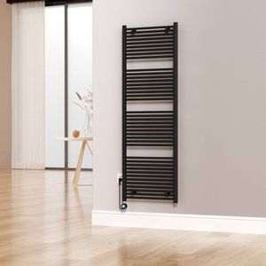 Saqu Cole Elektrische Handdoekradiator - 60x180 cm - 900W - Mat Zwart - Verwarming Badkamer - Radiator