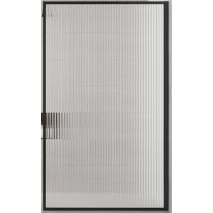 Saqu Faye Douchewand - Incl. Antikalkbehandeling 100x200 cm - Ribbel Glas - Mat Zwart - Inloopdouche