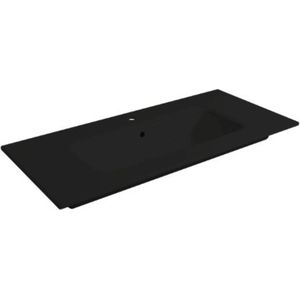 Saqu Fluente wastafel met 1 kraangat 101x46x1cm mat zwart