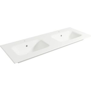 Saqu Fluente Wastafelblad 2 bakken 2 krg 121x46x1 cm Mat Wit