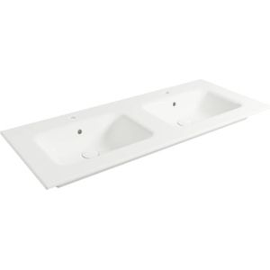 Saqu Fluente Wastafelblad 2 bakken 2 krg 121x51x1 cm Glans Wit