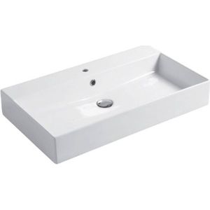 Saqu Square Wastafel 1 bak 1 krg 80x40x12 cm Glans Wit