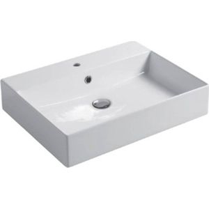 Saqu Square Wastafel 1 bak 1 krg 60x40x12 cm Mat Wit