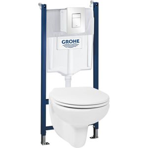 Grohe toiletset met softclose en quickrelease hangtoilet, wit bedieningspaneel en Rapid SL inbouwreservoir