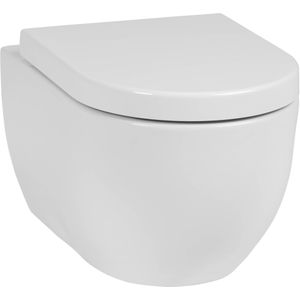 Saqu Home Randloos Hangtoilet - met Tornado Flush en Quickrelease Toiletbril - Glans Wit - WC Pot - Toiletpot - Hangend Toilet
