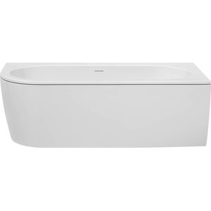 Saqu Line - Half Vrijstaand Bad - Glans Wit Acryl - 2-Persoons - 180x80 cm - Incl. Afvoerplug