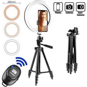 Ringlamp met statief Voor smartphone Led Lamp 26Cm Ring Licht Voor Fotografie Ring Licht Led Statief Met Stand Foto studio Youtube zwart kleur