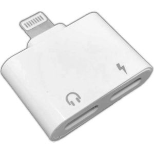 2-in-1 adapter hoofdtelefoon Lightning en opladen Geschikt voor iPhone, jack-adapter voor alle iOS