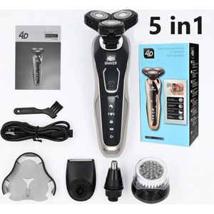 Nieuwe Elektrische Scheerapparaat 5in1 Voor Mannen 4D Elektrische Baard Trimmer Usb Oplaadbare Professionele Tondeuse Haar Snijder Volwassen Scheermes Voor Mannen