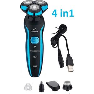 Scheerapparaat 4 in1 Oplaadbare Scheerapparaat Waterdicht Nat Droog Rotary Voor Mannen Met Pop-Up Trimmer Baard Scheerapparaten 4D 3 Blades Neus Tondeuse Tondeuse Oplaadbare Voor Mannen gezicht
