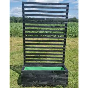 AMISHOUT - Plantenbak van balkjes met klimrek 100x40x40(180) cm - Zwart