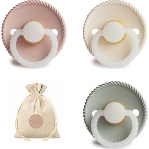 Frigg Rope - t1 - 0-6 maanden - Glow in the dark Blush, Sage en Cream night - spenen - speen - fopspeen - BolleToet speenzakje