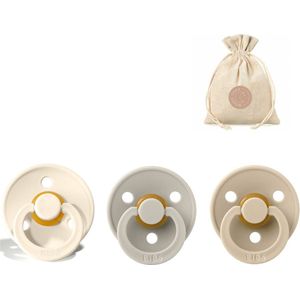 BIBS fopspenen T1 + speenzakje BolleToet - ivory, vanilla en sand - 0-6 maanden
