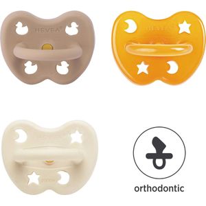 Hevea fopspenen - orthodontisch - 3-36 maanden - Tan beige, Classic, Milky white