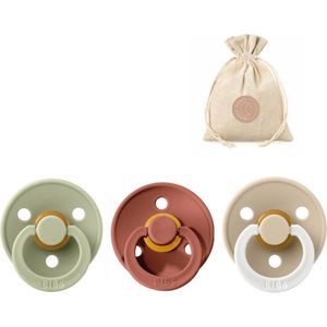 BIBS spenen T2 met speenzakje - Sage, Woodchuck en Glow in the dark Vanilla - 6 tot 18 maanden