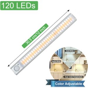 TLVX LED lamp beweging sensor | Kast | Trap | Garage | Schuur | Keuken | Draadloos | Accu lamp | Sensor lamp | USB Oplaadbaar | Dimbaar | Light Motion Sensor | 30CM | 120 leds | Nacht Lamp | Warm White | Cold White | Magnetisch | Kast verlichting