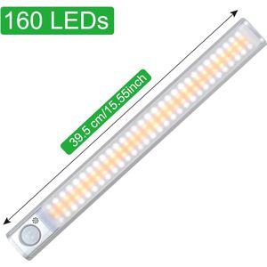 TLVX Led lamp met bewegingssensor en lichtsensor | Draadloos | Accu USB Oplaadbaar | LED Sensor lamp | Beweging sensor | Licht sensor | Dimbaar | Light Motion Sensor | 40 CM | 160 leds | Nacht Lamp LED | Magneet strip | Kastverlichting | LED-strip