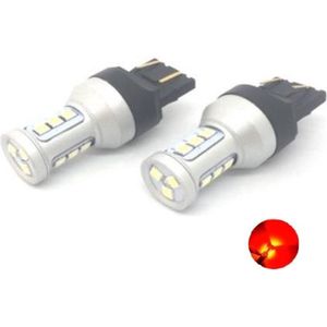 TLVX T20 7443 W21/5W High Power LED Canbus Stadslicht – Remlicht - Rood licht - Autolampen - Achterlampen – Rode Achterlichten - Duplo auto lamp - 12V (set, 2 stuks)