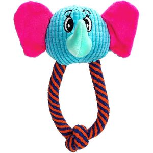 Nobleza Speeltouw met knuffel - Hondenknuffel - Honden knuffel - Honden speelgoed - Hondenspeelgoed - Trektouw hond - Honden touw - Flostouw hond - Piepspeelgoed - Olifant