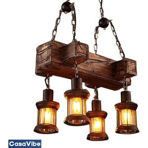 CasaVibe Luxe Plafondlamp - Plafonniere - Geschikt voor Slaapkamer Woonkamer Kinderkamer - Hout - Industrieel