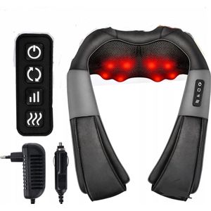 Ilso Shiatsu massagekussen - schouder - nek en rug massage met warmtefunctie - 12V stekker - timer - zwart