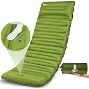 Hikr® Slaapmat 10cm+ dikte - Zelfopblazend met voetpomp - Comfortabel luchtmatras - Slaapmatje eenpersoons uit te breiden tot tweepersoons - Luchtbed met ingebouwde pomp