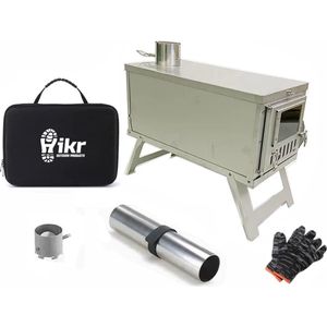 Hikr® Tentkachel - Outdoor tent verwarming - RVS SUS304 lichtgewicht - Kampeer kachel hout - Mini houtkachel vrijstaand - Draagbare kachel met pijp