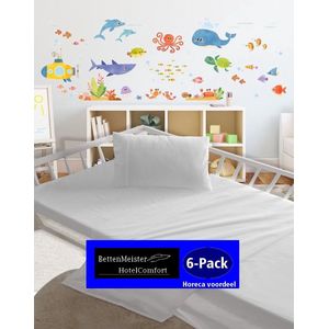 hotelgroothandel.nl - 6-Pack Kinder ledikant laken Katoen 100x150 cm Wit - 4 zijdig gezoomd