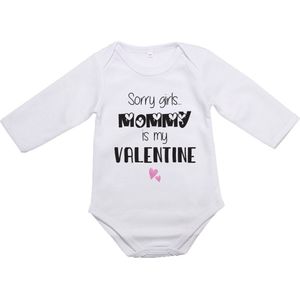 Baby Rompertje Valentijn ""Sorry Girls... MOMMY is my VALENTINE - Lange Mouw - Maat S 50/56 0-3 maanden - Cadeautje voor Haar - Valentijnsdag