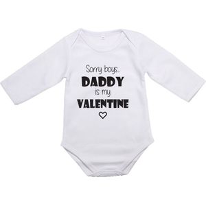 Baby Rompertje Valentijn ""Sorry Boys... DADDY is my VALENTINE - Lange Mouw - Maat XL 86 12-18 maanden - Cadeautje voor Hem - Valentijnsdag