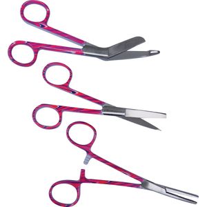 Verpleegkundige Scharenset - Water Marmer Roze | MDR Gecertificeerd - Zorg - Zuster - Cadeau - Verpleegster - Accessoires - Nurse Cadeau - Verpleegkundige Schaar - Verpleegkundige Artikelen