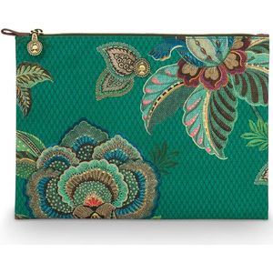 Pip Studio Make Up Etui Charly Cosmetic Flat Pouch Large Cece Fiore Green