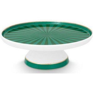 Pip Studio Love Birds Groen - taartplateau mini - Emerald green - ⌀24cm - groen taartplateau - porselein