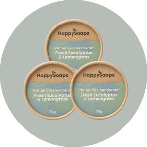 HappySoaps - Halfjaar box - Natuurlijke Deodorant - Fresh Eucalyptus - 3 stuks