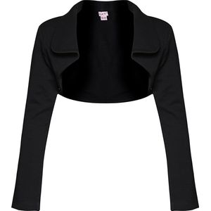La V Bolero meisje met lange kraag : Zwart 116-122