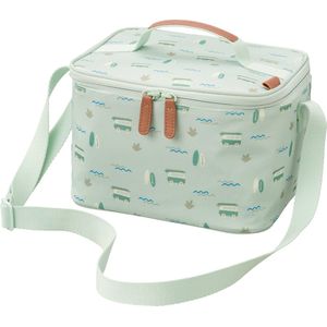Fresk Koeltas - 22 x 17 x 15 cm - Koelrugzak met 2 Ritssluitingen - Thermische Lunch Koeltas - Met Bestekvak - Waterafstotende Lunchtas - Mintgroen - Surf Boy