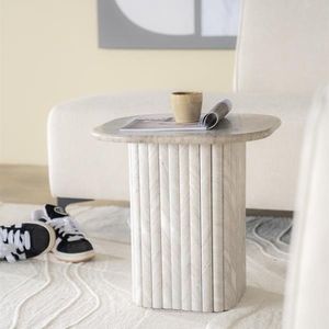 By-Boo - Dorique - Bijzettafel - Bruin - Marmer - Mangohout