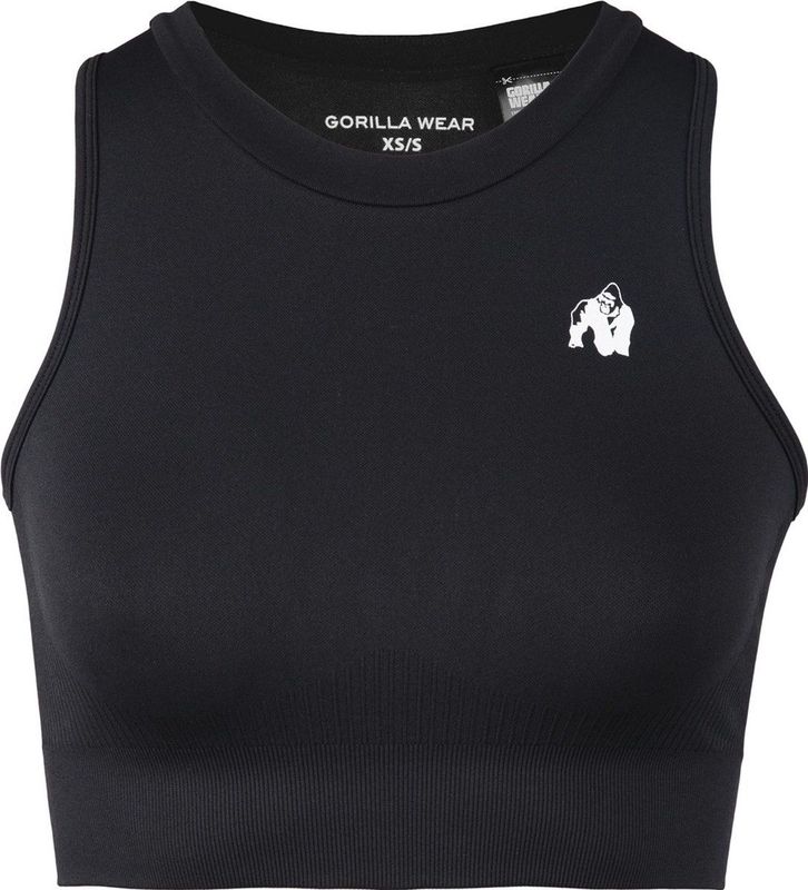 Gorilla Wear - Olivia Seamless Crop Top - Zwart - Katoen