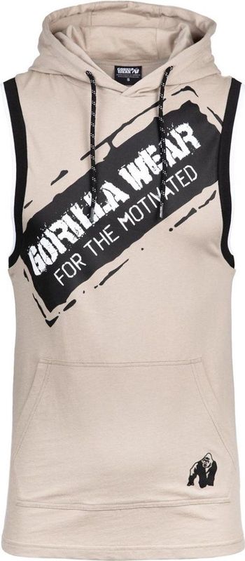 Gorilla Wear - Loretto - Tanktop - Beige - Slim Fit met Capuchon