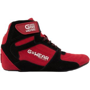 Gorilla Wear Gwear Pro High Tops rood/zwart - bodybuilding en fitnessschoenen met logo, licht, comfortabel, perfect voor gym, sport, krachttraining, rood/zwart, 36 EU