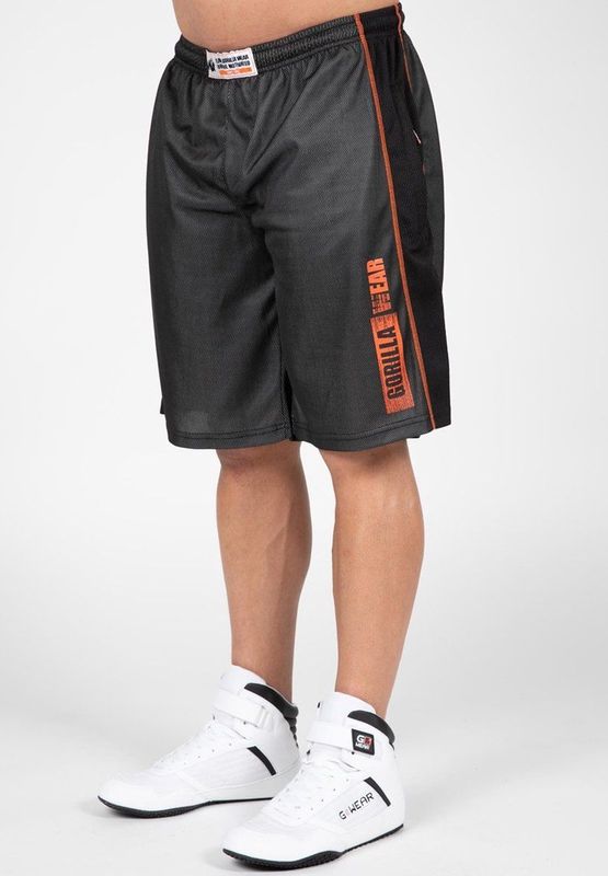 Gorilla Wear - Wallace Mesh Shorts - Grijs/Oranje - Polyester - Loose Fit