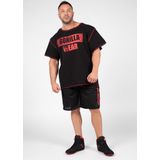 Gorilla Wear - Wallace Mesh Shorts - Zwart/Rood - Polyester - Loose Fit