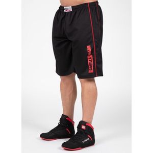 Gorilla Wear - Wallace Mesh Shorts - Zwart/Rood - Polyester - Loose Fit