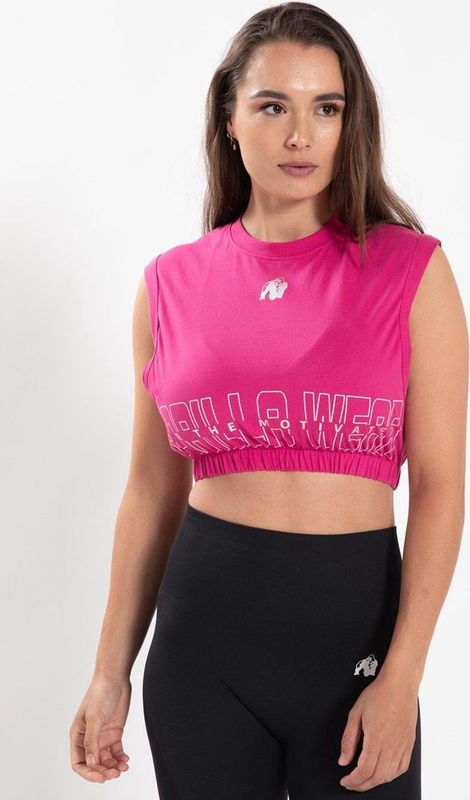 Gorilla Wear - Albion - Crop Top - Roze - Lichtgewicht Katoen - Oversized Pasvorm