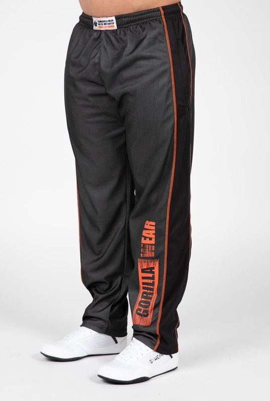 Gorilla Wear - Wallace Mesh Pants - Grijs/Oranje - Polyester - Loose Fit